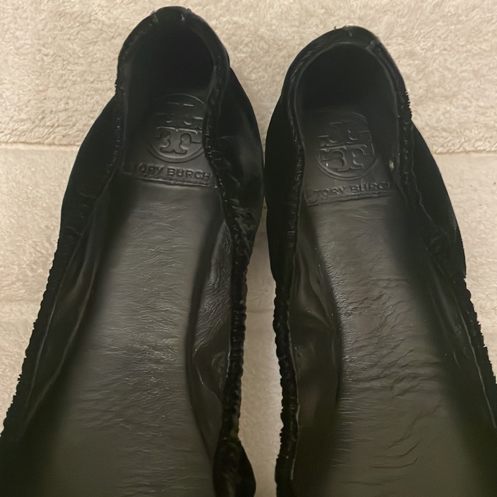 Tory Burch "Violet Ballet Flats" Black Velvet w/Crystals - Picture 5 of 5